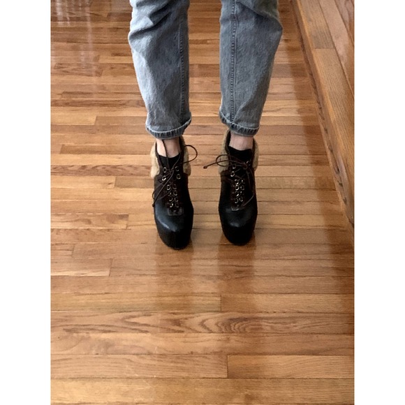 Yves Saint Laurent Shearling Lace-up Booties - Picture 9 of 9